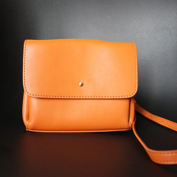 Samara Orange Crossbody Vegan Leather Bag - Picture 2 of 9